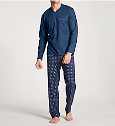Calida Relax Imprint 100% Cotton Long Sleeve Pajama Set 43682