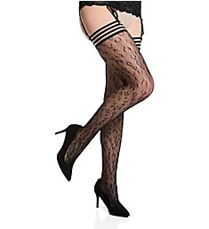 Dreamgirl Leopard Thigh High Stockings with Stripe Top 433