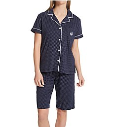 Lauren Ralph Lauren Sleepwear Short Sleeve Notch Collar Bermuda PJ Set 816702