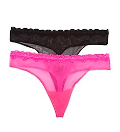 Smart and Sexy Lace Trim Thong Panty - 2 Pack SA1376
