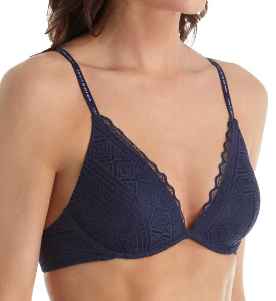 Tommy Hilfiger Pretty Lace Lightly Lined V-Neck Triangle Bra R75T008 Tommy Hilfiger Pretty Lace Lightly Lined V-Neck Triangle Bra R75T008